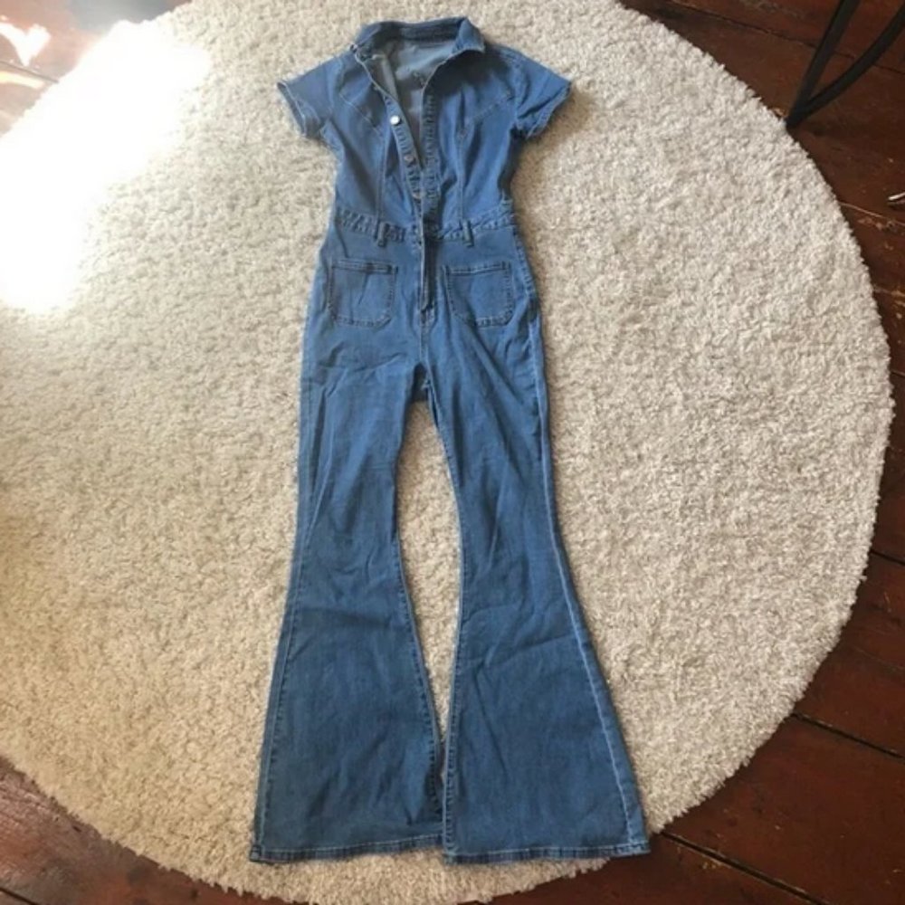 Denim Bellbottom Jumpsuit